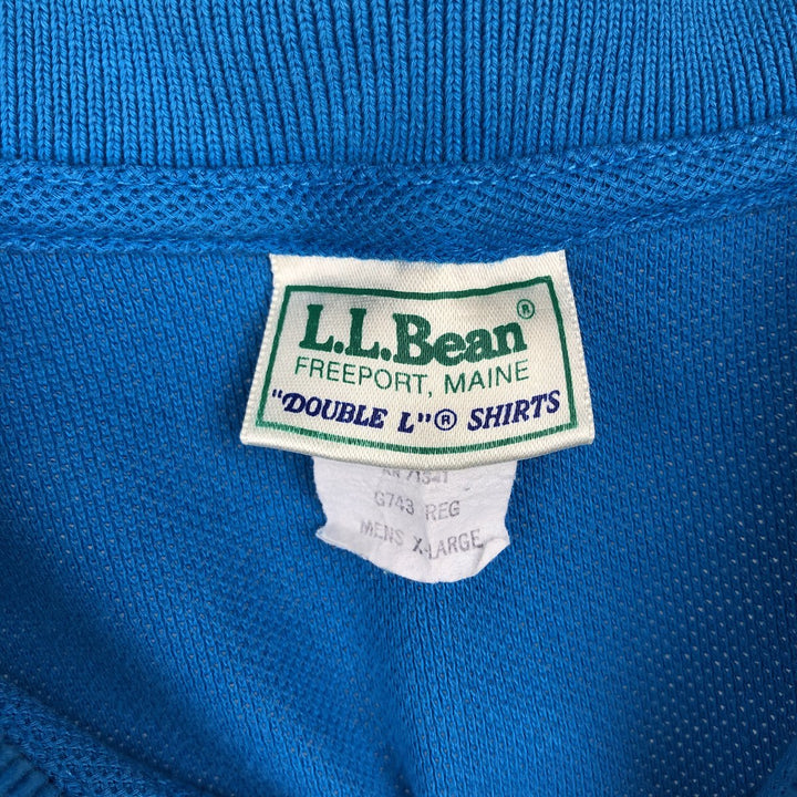 90'S LL Bean Short-Sleeve Polo Shirt, Made in USA, Vintage cotton blue type Vintage Second Hand