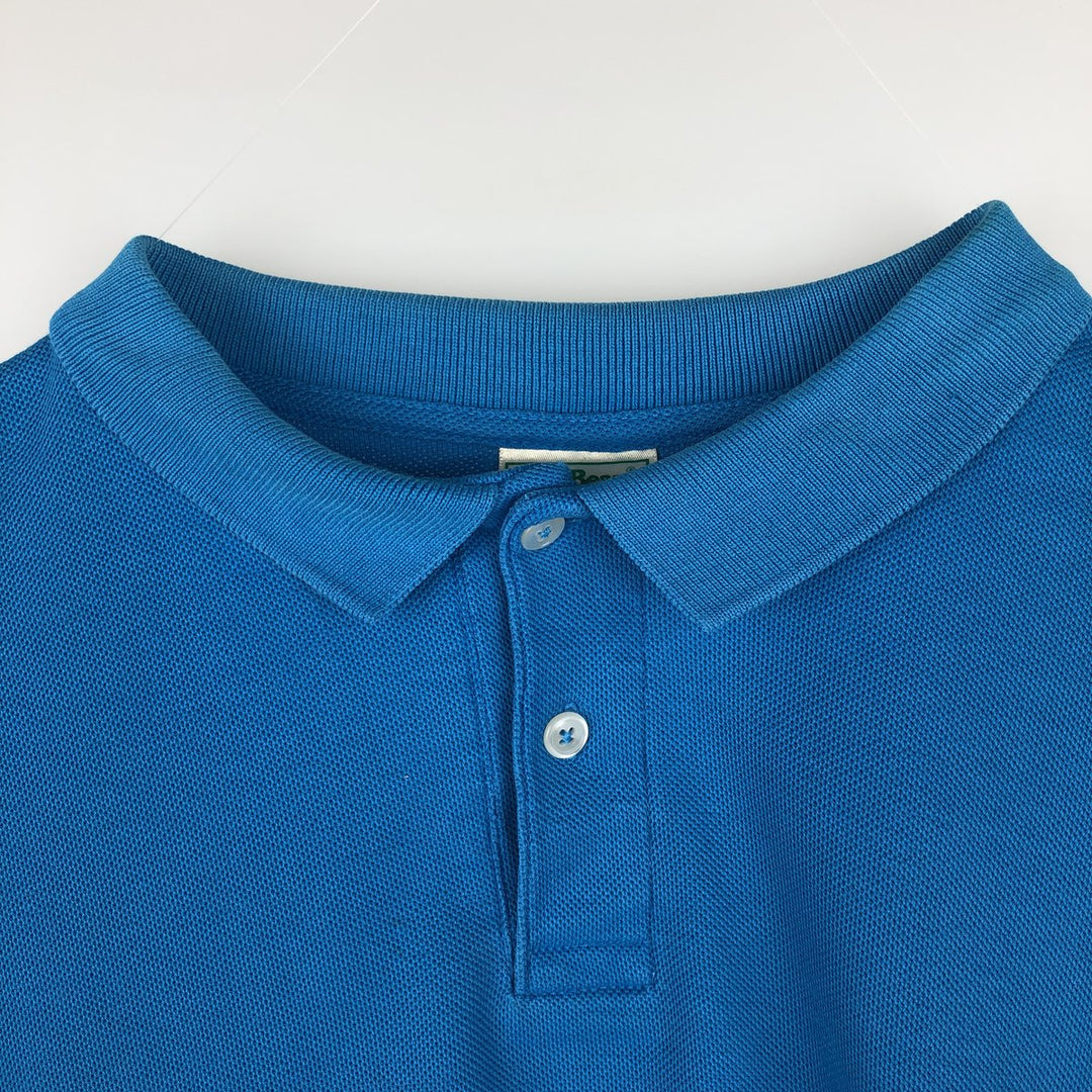 90'S LL Bean Short-Sleeve Polo Shirt, Made in USA, Vintage cotton blue type Vintage Second Hand