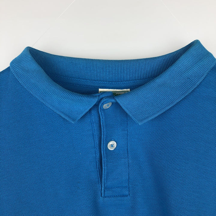 90'S LL Bean Short-Sleeve Polo Shirt, Made in USA, Vintage cotton blue type Vintage Second Hand