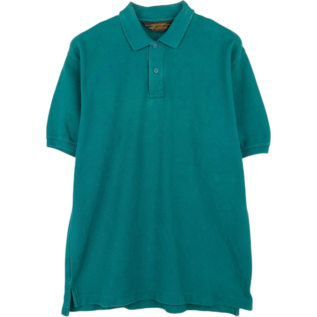 80s-90'S Eddie Bauer short-sleeved polo shirt, men's size M equivalent, vintage. cotton Green type dark green Vintage Second Hand