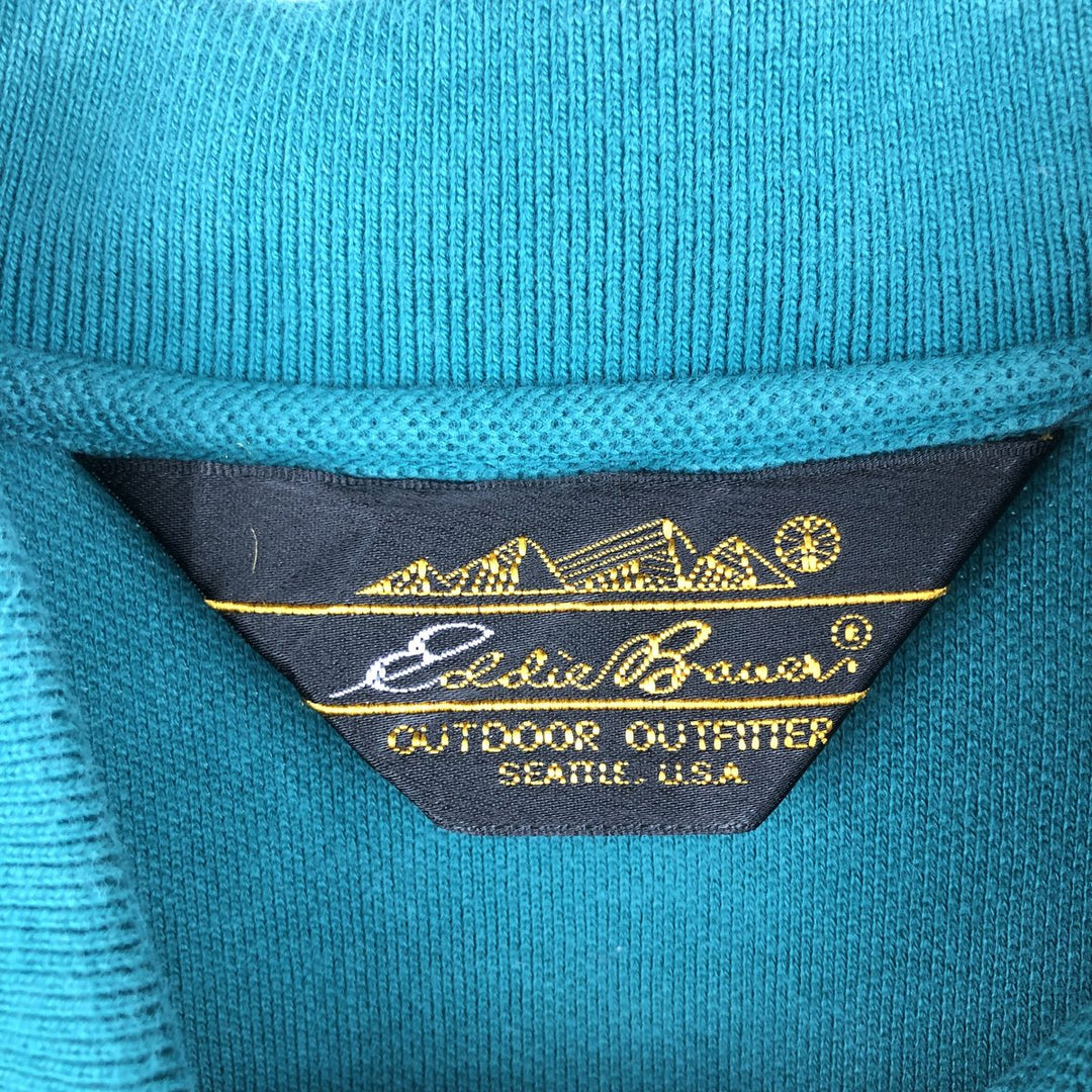 80s-90'S Eddie Bauer short-sleeved polo shirt, men's size M equivalent, vintage. cotton Green type dark green Vintage Second Hand