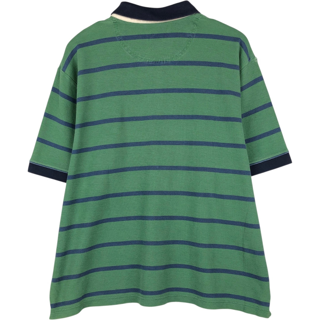 90'S LLBean Short-Sleeve Striped Polo Shirt, Men's Size XL (Equivalent), Vintage cotton green type Vintage Second Hand