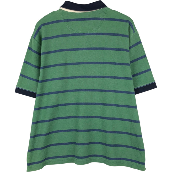 90'S LLBean Short-Sleeve Striped Polo Shirt, Men's Size XL (Equivalent), Vintage cotton green type Vintage Second Hand