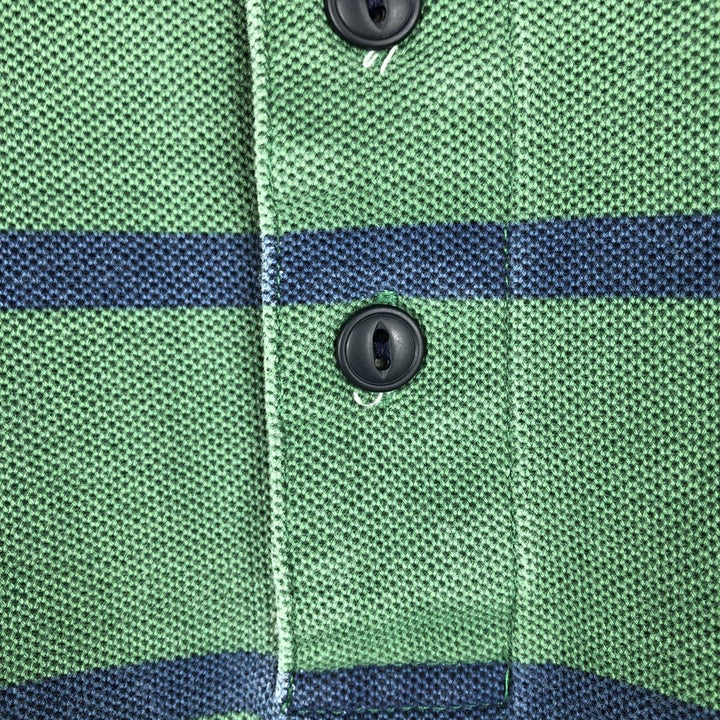 90'S LLBean Short-Sleeve Striped Polo Shirt, Men's Size XL (Equivalent), Vintage cotton green type Vintage Second Hand