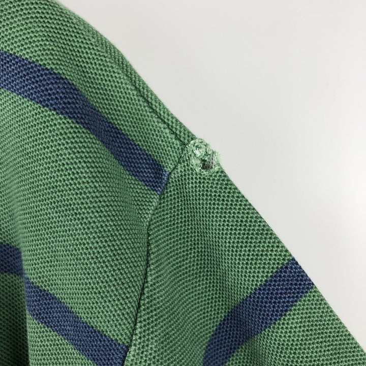 90'S LLBean Short-Sleeve Striped Polo Shirt, Men's Size XL (Equivalent), Vintage cotton green type Vintage Second Hand