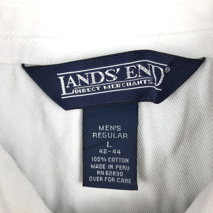 90'S Lands' End Striped Pattern Short-Sleeve Rugby Shirt, Men's Size L (Equivalent), Vintage cotton orange type Vintage Second Hand