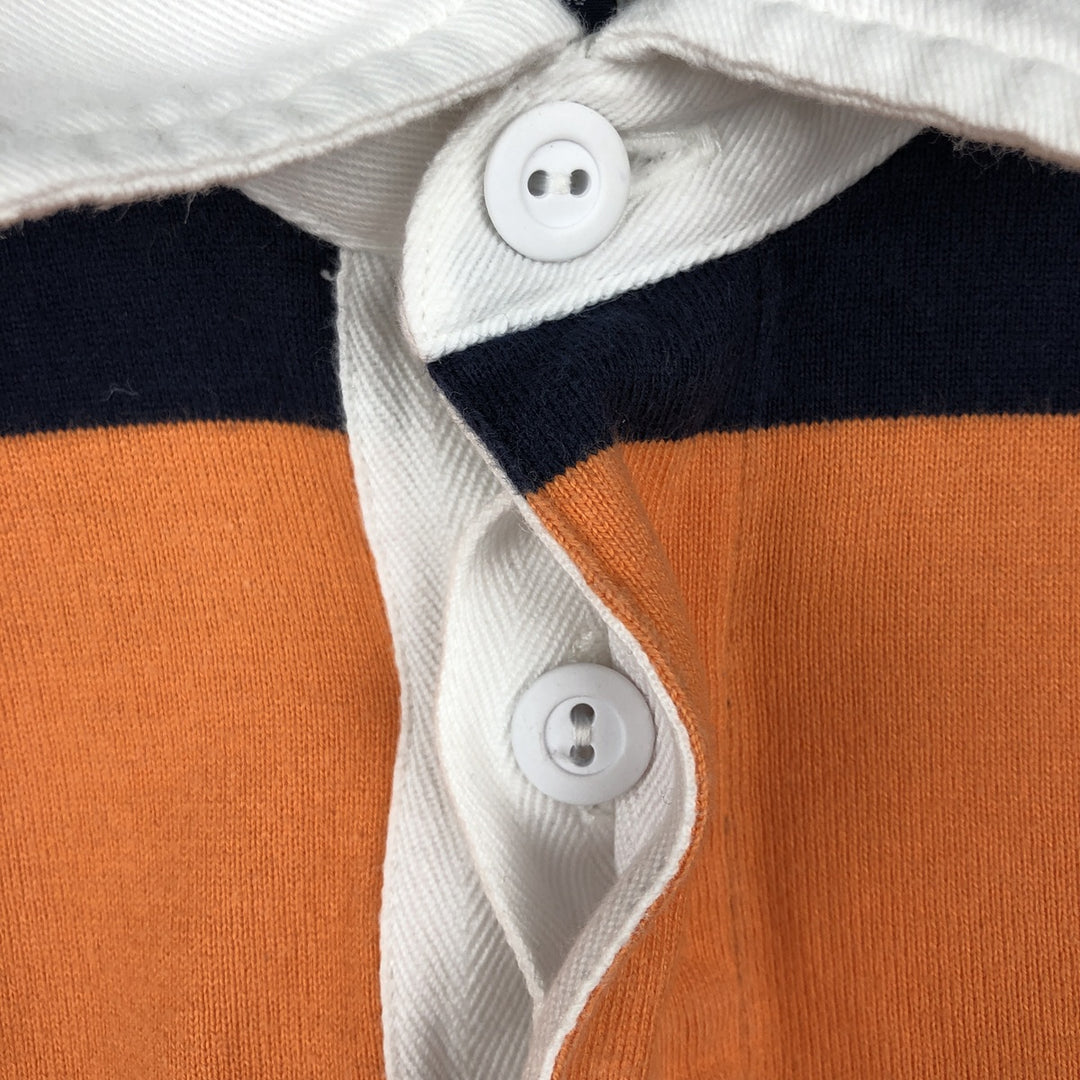 90'S Lands' End Striped Pattern Short-Sleeve Rugby Shirt, Men's Size L (Equivalent), Vintage cotton orange type Vintage Second Hand