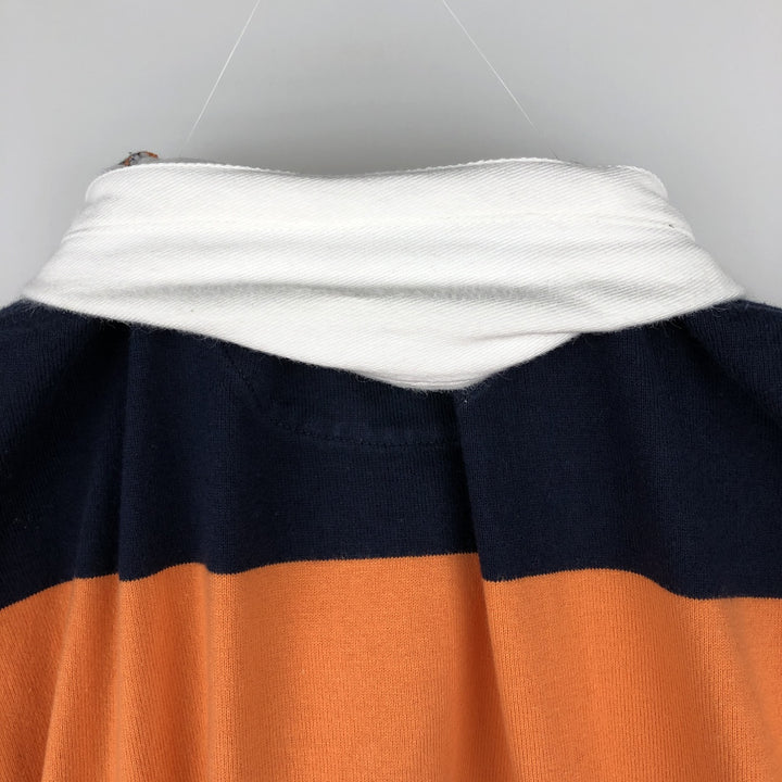 90'S Lands' End Striped Pattern Short-Sleeve Rugby Shirt, Men's Size L (Equivalent), Vintage cotton orange type Vintage Second Hand