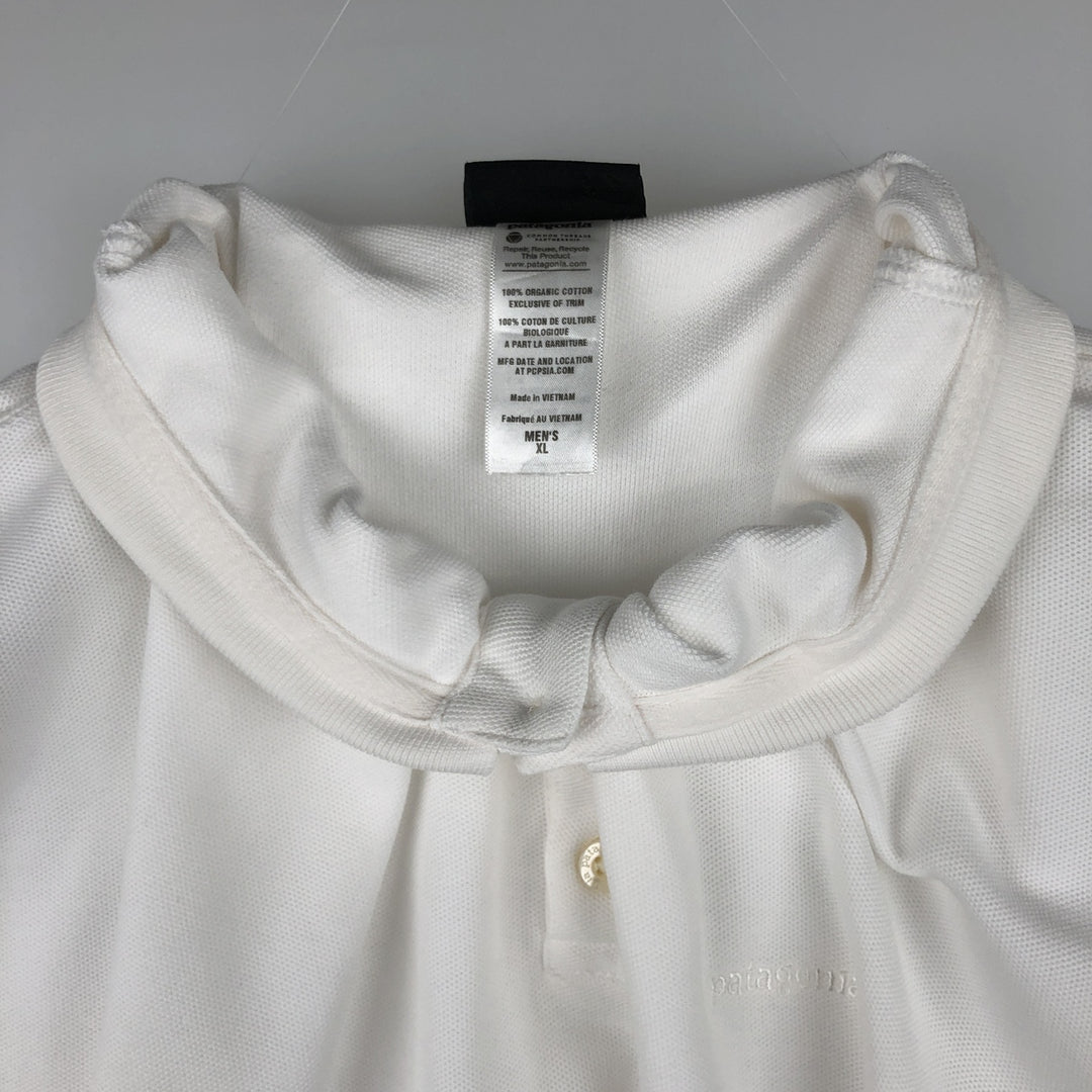 Patagonia Organic Cotton Short-Sleeve Polo Shirt, Men's Size XL (approx.) cotton white type Vintage Second Hand