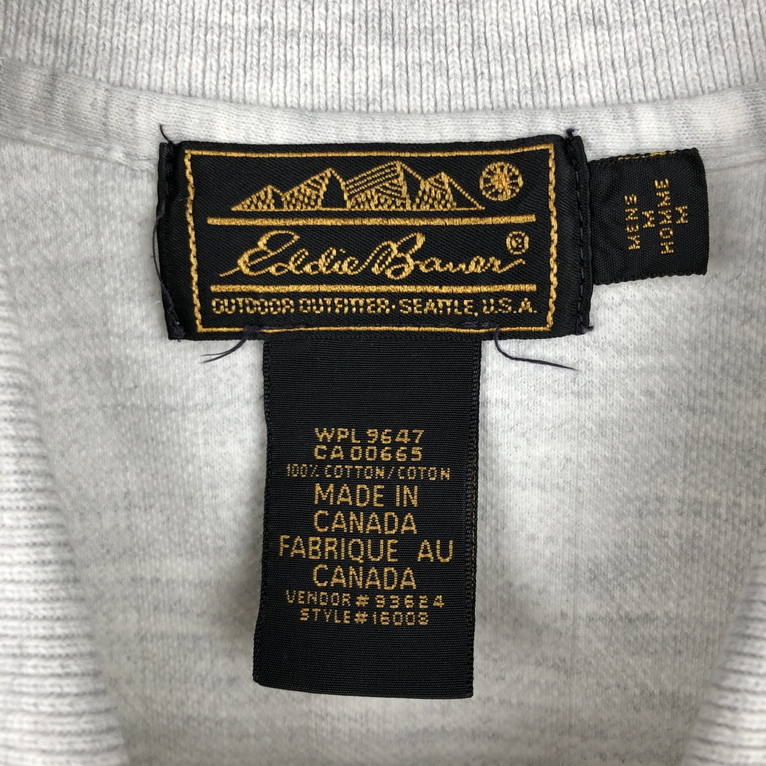 80s-90'S Eddie Bauer Herringbone Short-Sleeve Polo Shirt, Made in Canada, Men's Size M (approx.), Vintage cotton white type Vintage Second Hand