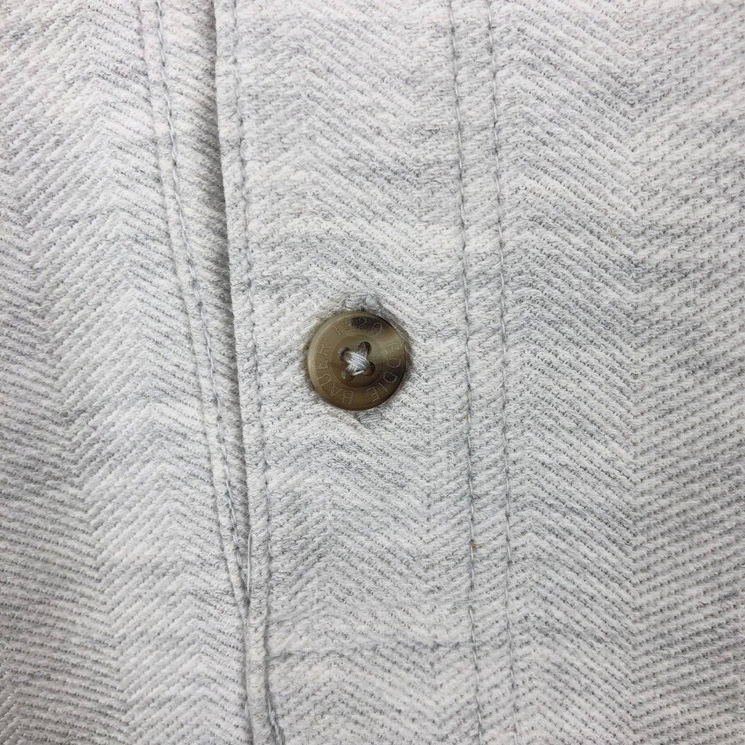 80s-90'S Eddie Bauer Herringbone Short-Sleeve Polo Shirt, Made in Canada, Men's Size M (approx.), Vintage cotton white type Vintage Second Hand