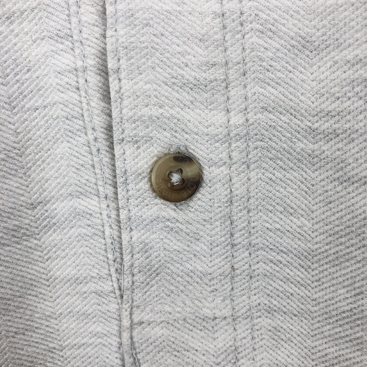 80s-90'S Eddie Bauer Herringbone Short-Sleeve Polo Shirt, Made in Canada, Men's Size M (approx.), Vintage cotton white type Vintage Second Hand