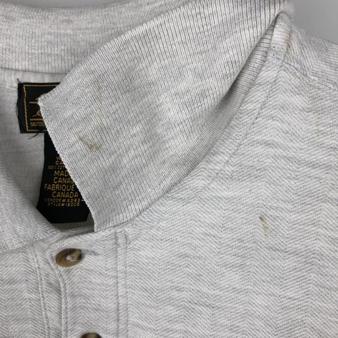 80s-90'S Eddie Bauer Herringbone Short-Sleeve Polo Shirt, Made in Canada, Men's Size M (approx.), Vintage cotton white type Vintage Second Hand