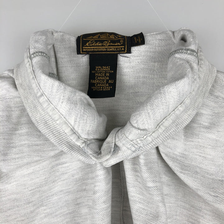 80s-90'S Eddie Bauer Herringbone Short-Sleeve Polo Shirt, Made in Canada, Men's Size M (approx.), Vintage cotton white type Vintage Second Hand
