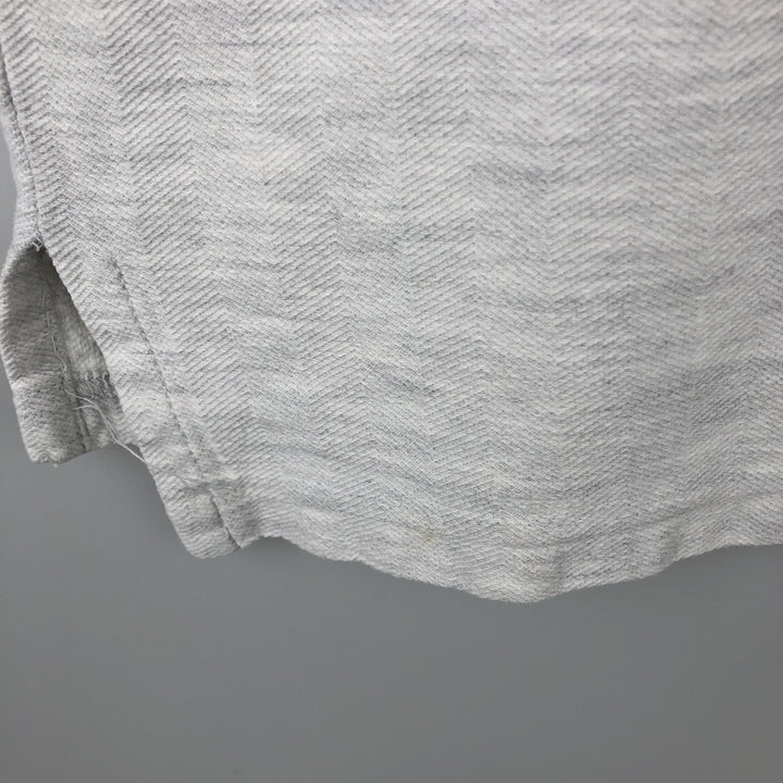 80s-90'S Eddie Bauer Herringbone Short-Sleeve Polo Shirt, Made in Canada, Men's Size M (approx.), Vintage cotton white type Vintage Second Hand