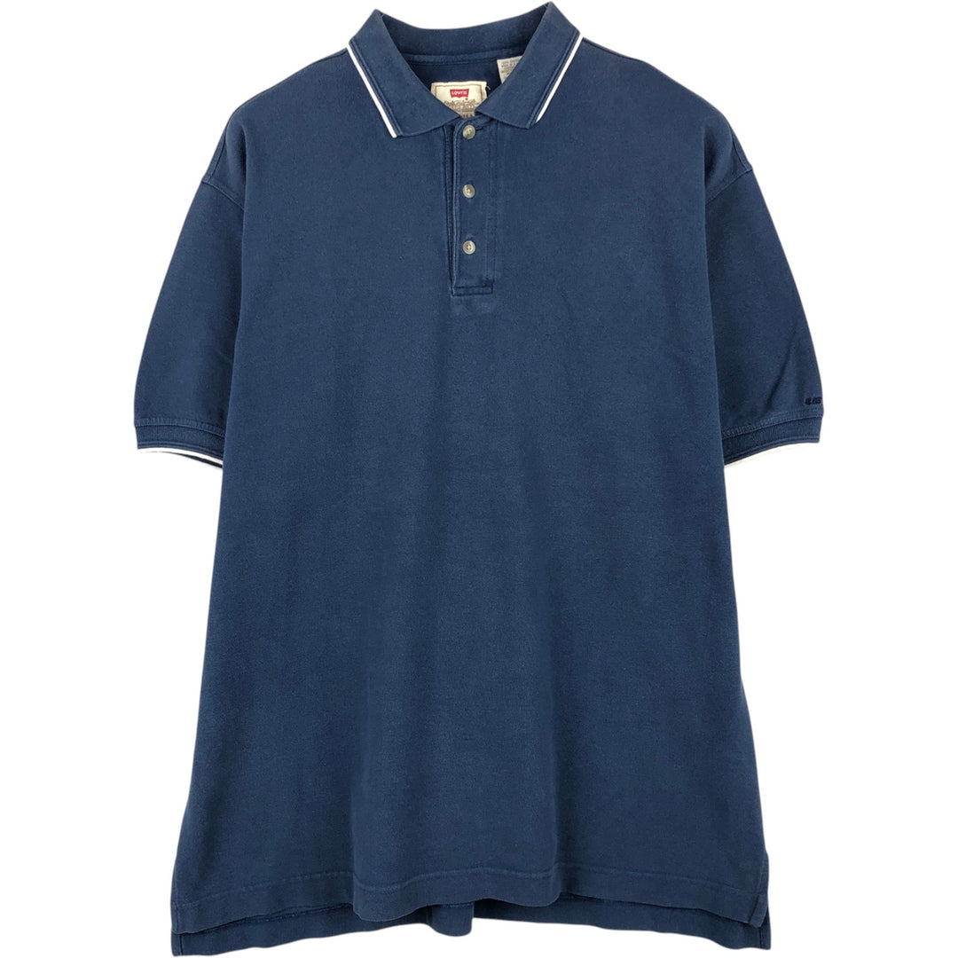 90'S Levi's Short-Sleeve Polo Shirt, Made in USA, Men's Size L (Equivalent), Vintage cotton blue type Vintage Second Hand