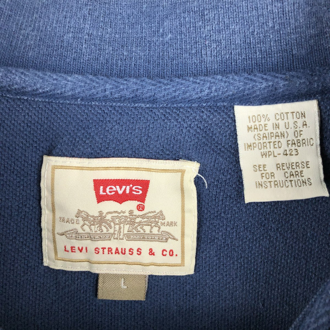 90'S Levi's Short-Sleeve Polo Shirt, Made in USA, Men's Size L (Equivalent), Vintage cotton blue type Vintage Second Hand