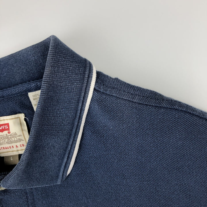 90'S Levi's Short-Sleeve Polo Shirt, Made in USA, Men's Size L (Equivalent), Vintage cotton blue type Vintage Second Hand