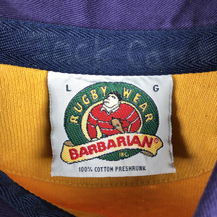 Barbarian Short-Sleeve Rugby Shirt, Made in Canada, Men's Size L (approx.) cotton yellow type Vintage Second Hand