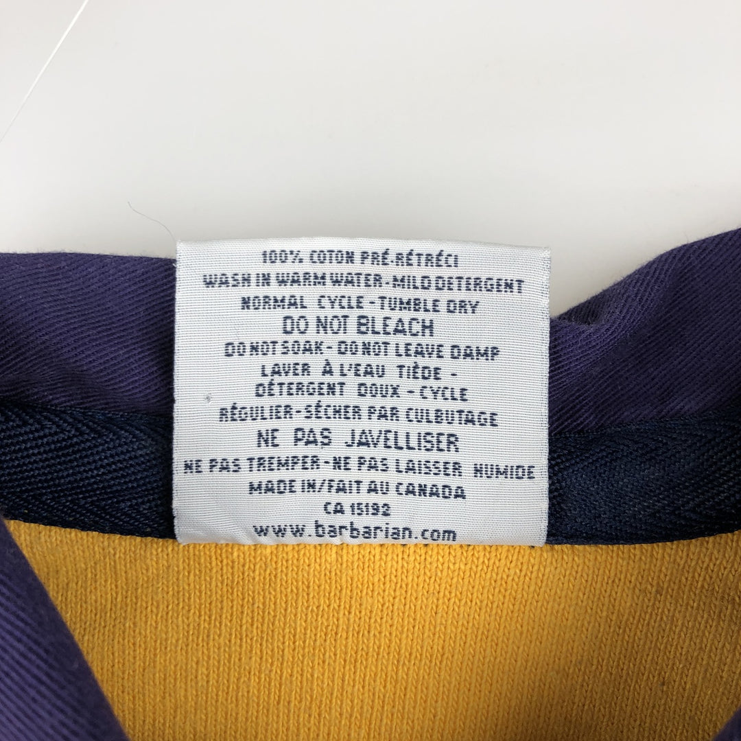 Barbarian Short-Sleeve Rugby Shirt, Made in Canada, Men's Size L (approx.) cotton yellow type Vintage Second Hand