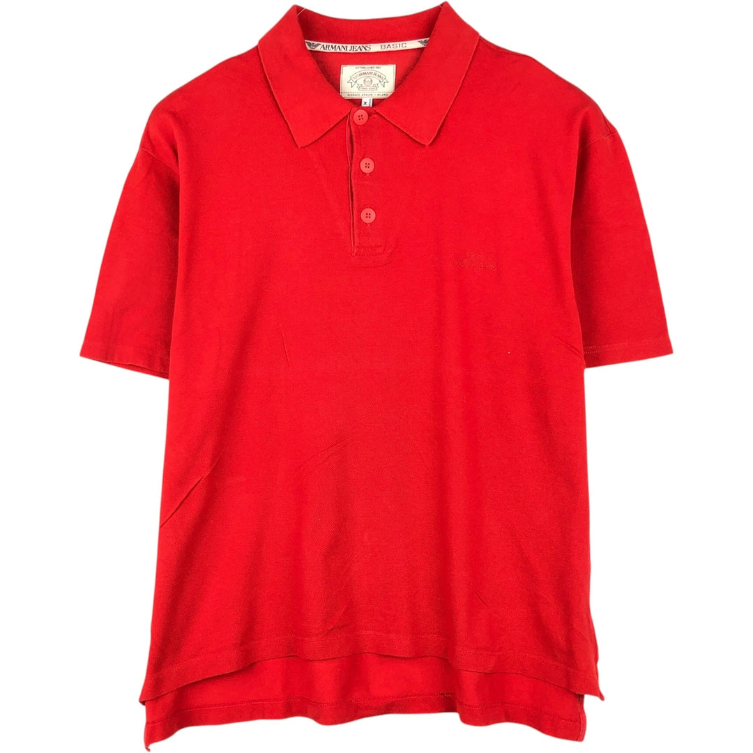 1990'S Armani Jeans short-sleeved polo shirt, men's size M equivalent, vintage. unclear red type Vintage Second Hand
