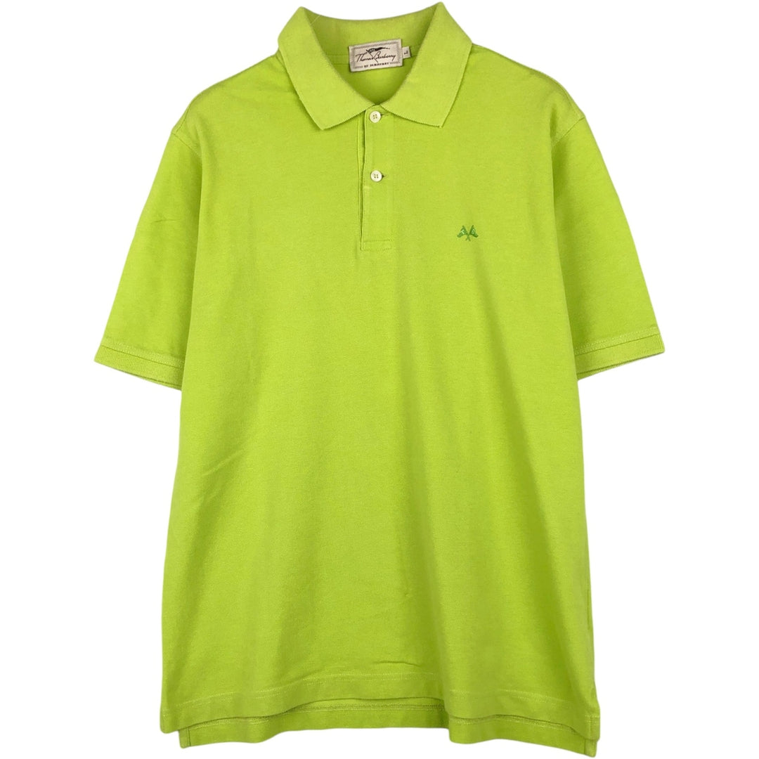 Burberry's THOMAS BURBERRY short-sleeved polo shirt, men's size L (approx.) unclear green type yellow green Vintage Second Hand