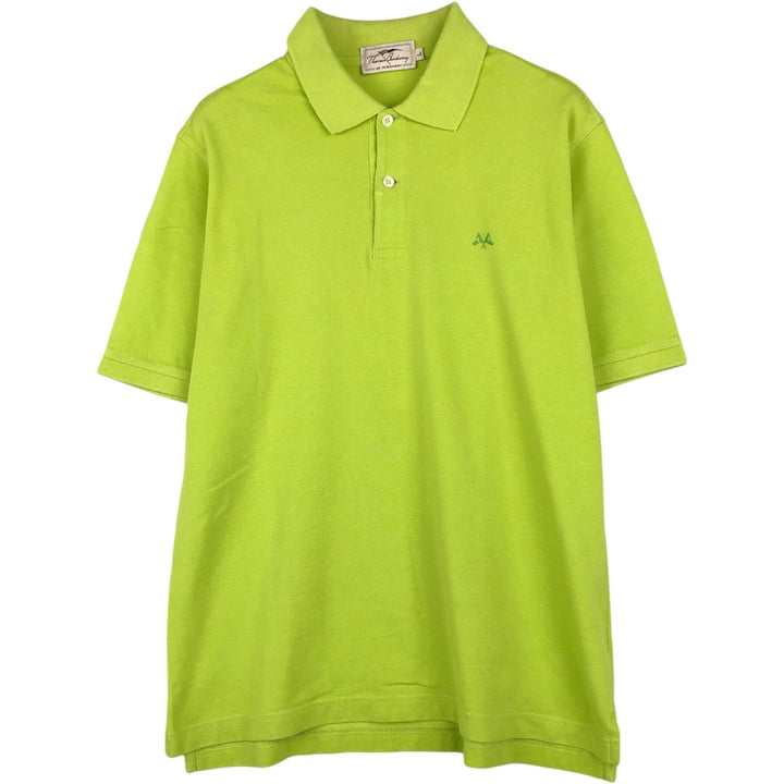 Burberry's THOMAS BURBERRY short-sleeved polo shirt, men's size L (approx.) unclear green type yellow green Vintage Second Hand