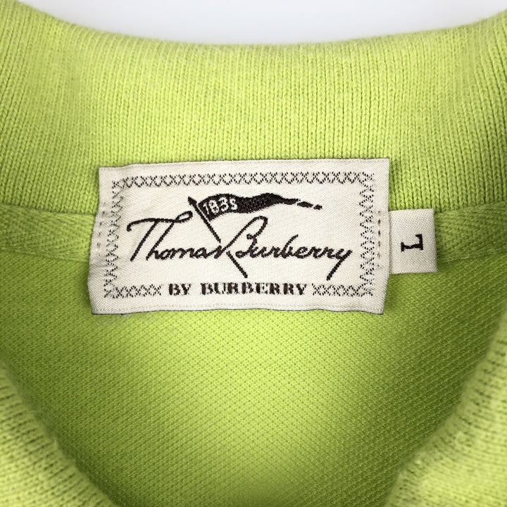 Burberry's THOMAS BURBERRY short-sleeved polo shirt, men's size L (approx.) unclear green type yellow green Vintage Second Hand