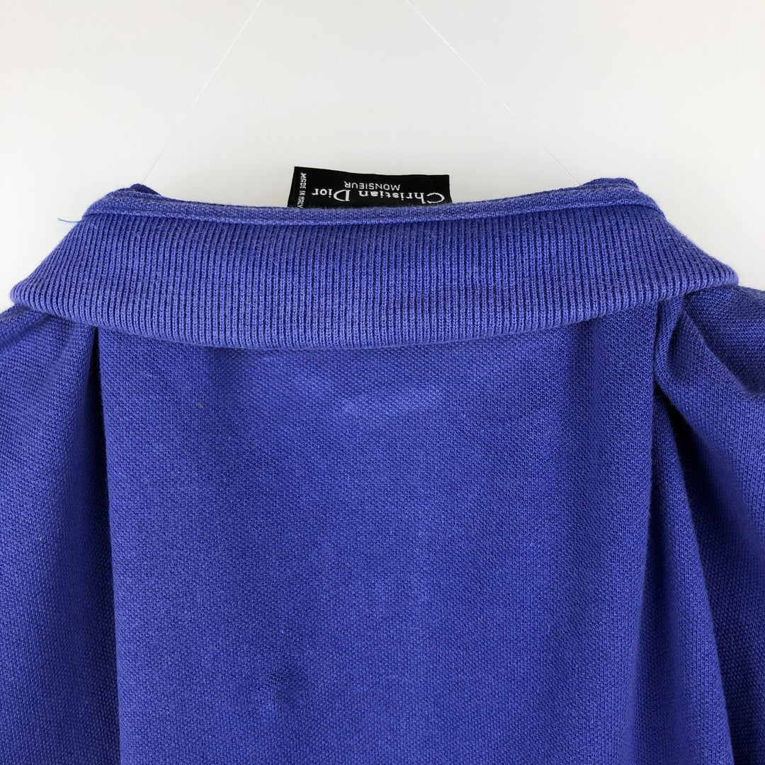 Christian Dior MONSIEUR Short-Sleeve Polo Shirt, Men's Size XL (approx.) cotton Purple type blue-purple Vintage Second Hand