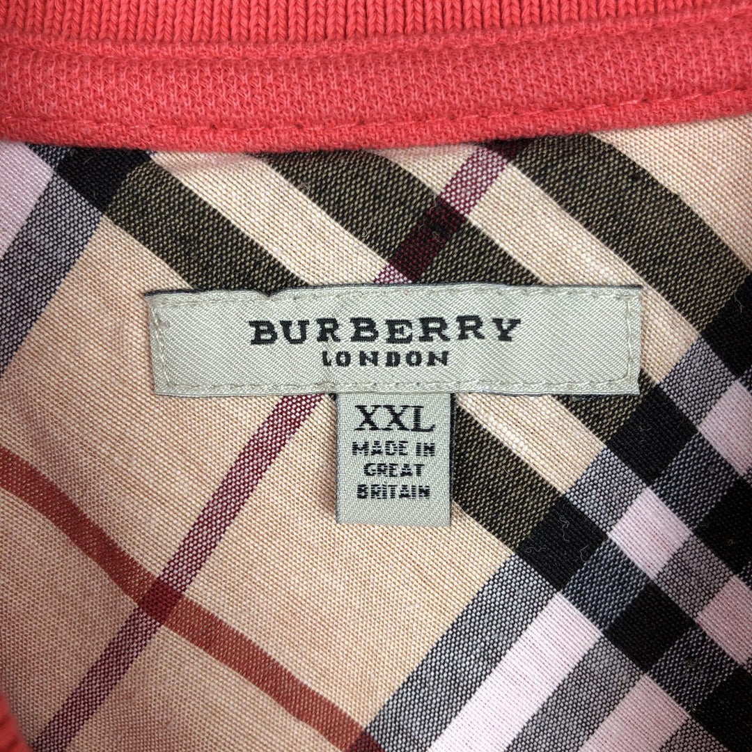 Burberry's London short-sleeved polo shirt, made in England, men's size XXL equivalent. cotton red type Vintage Second Hand
