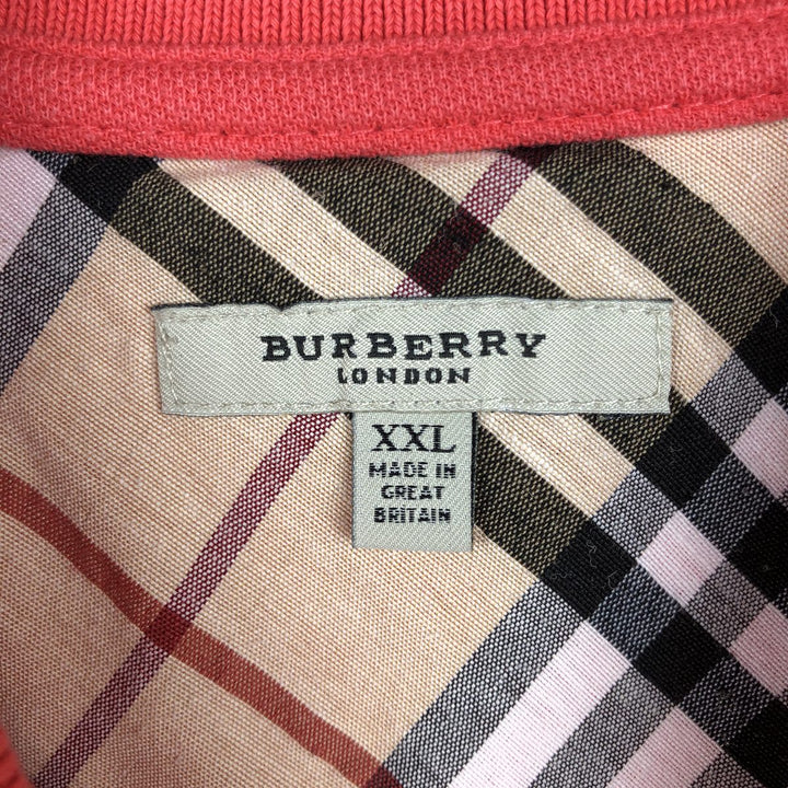 Burberry's London short-sleeved polo shirt, made in England, men's size XXL equivalent. cotton red type Vintage Second Hand