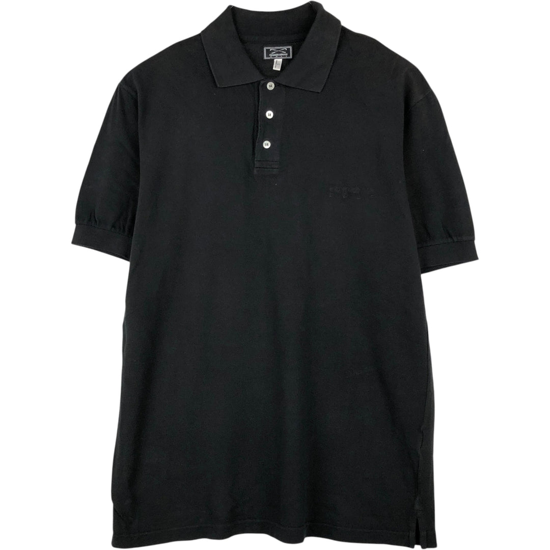 Giorgio Armani Golf Short-Sleeve Polo Shirt, Men's Size L (approx.) cotton black type Vintage Second Hand