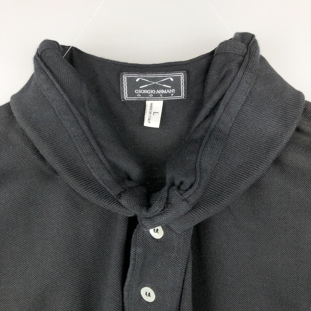 Giorgio Armani Golf Short-Sleeve Polo Shirt, Men's Size L (approx.) cotton black type Vintage Second Hand