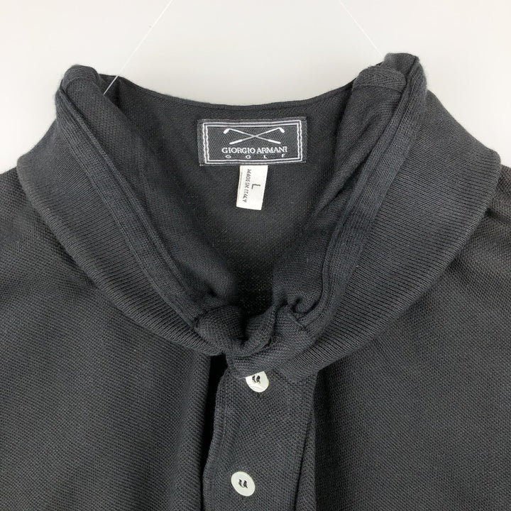Giorgio Armani Golf Short-Sleeve Polo Shirt, Men's Size L (approx.) cotton black type Vintage Second Hand