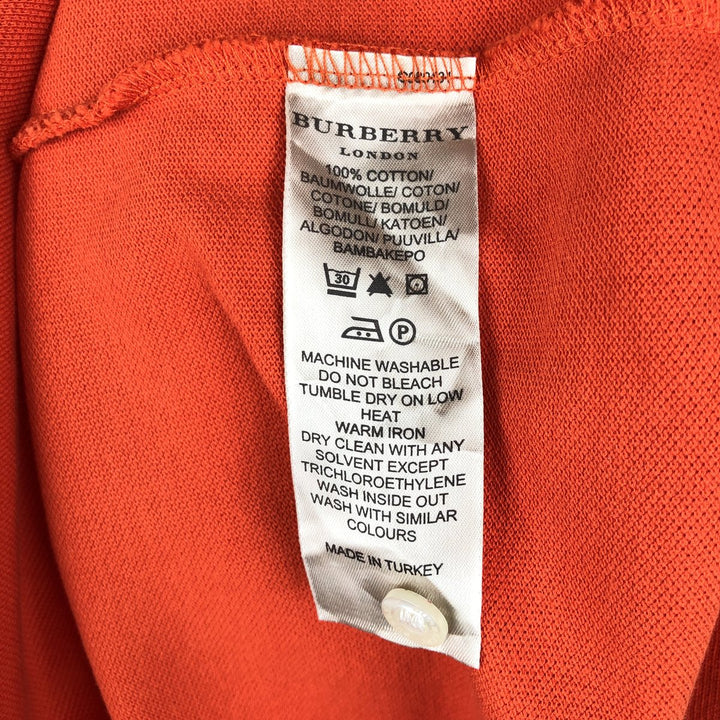 Burberry's London Classic Fit Short-Sleeve Polo Shirt, Men's Size XL (approx.) cotton orange type Vintage Second Hand