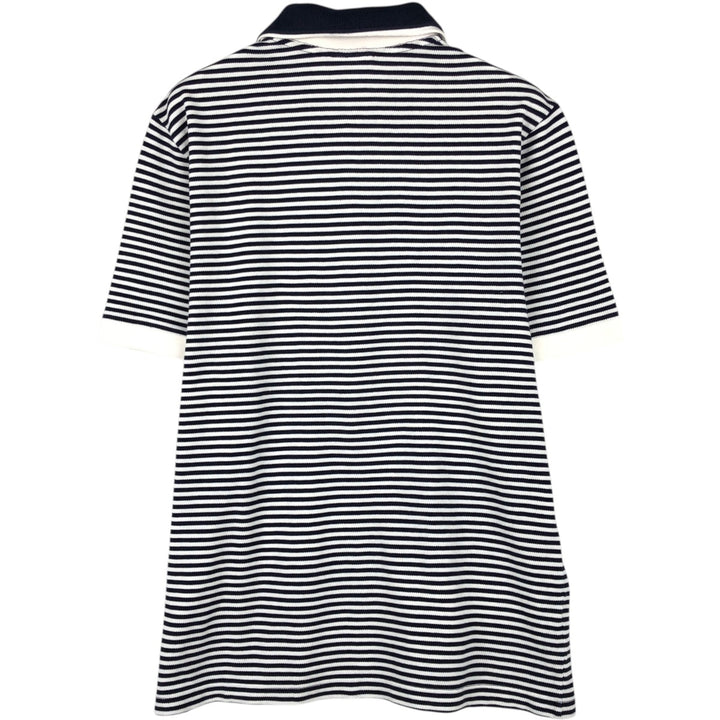 Lacoste (LACOSTE) French design short-sleeved striped polo shirt, size 4 (equivalent to men's M). cotton navy blue type Vintage Second Hand