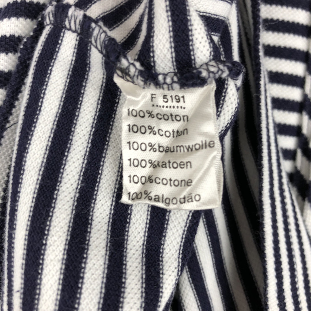 Lacoste (LACOSTE) French design short-sleeved striped polo shirt, size 4 (equivalent to men's M). cotton navy blue type Vintage Second Hand