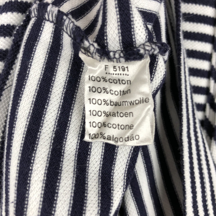 Lacoste (LACOSTE) French design short-sleeved striped polo shirt, size 4 (equivalent to men's M). cotton navy blue type Vintage Second Hand