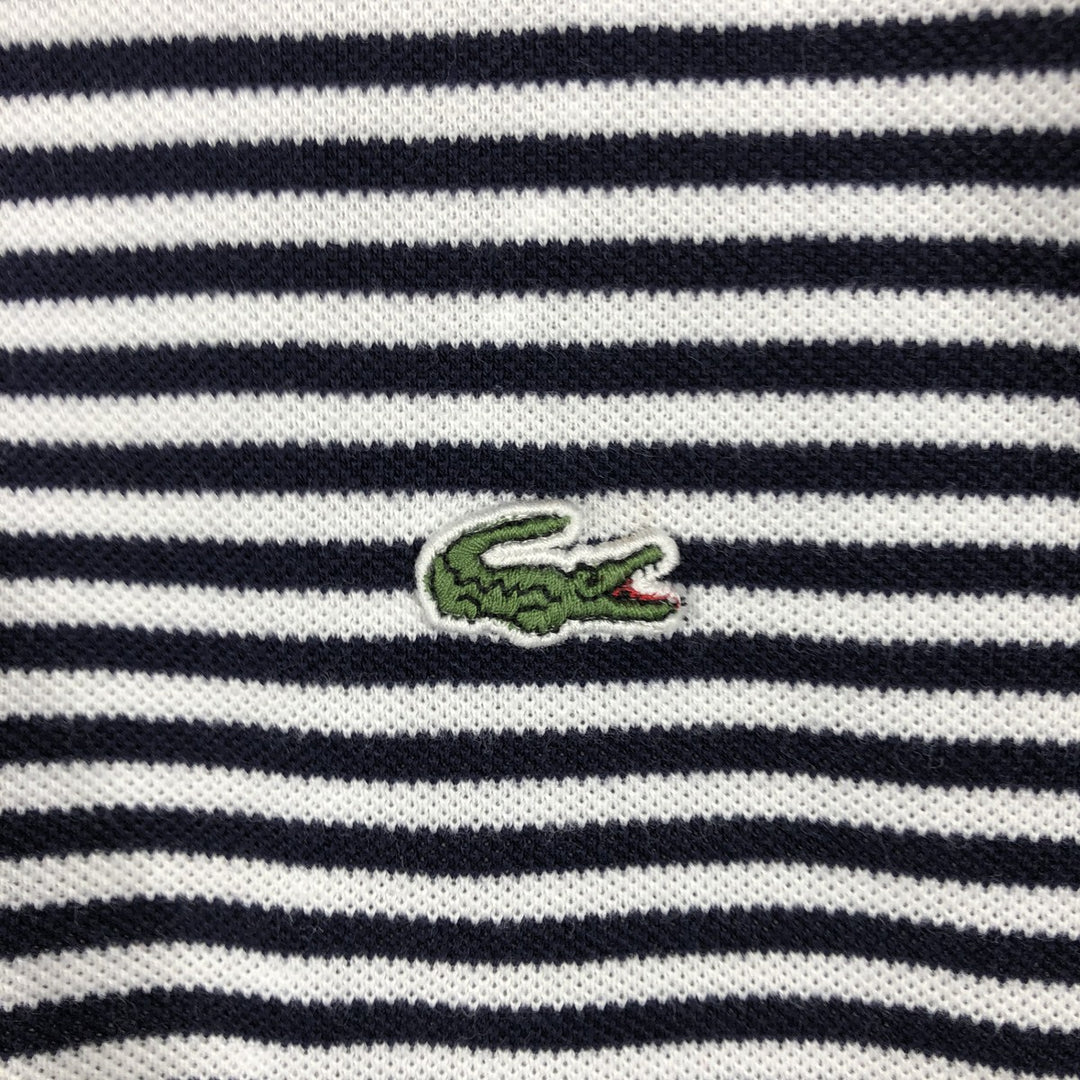 Lacoste (LACOSTE) French design short-sleeved striped polo shirt, size 4 (equivalent to men's M). cotton navy blue type Vintage Second Hand