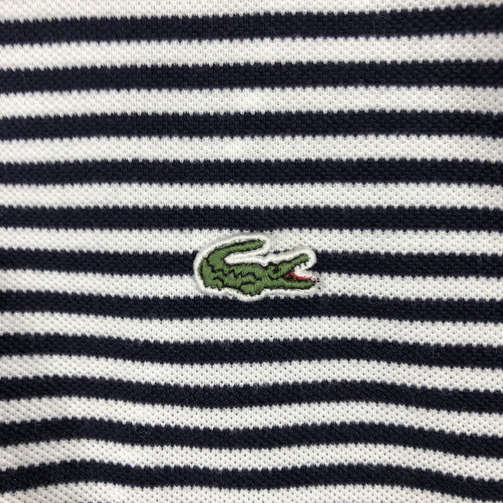 Lacoste (LACOSTE) French design short-sleeved striped polo shirt, size 4 (equivalent to men's M). cotton navy blue type Vintage Second Hand