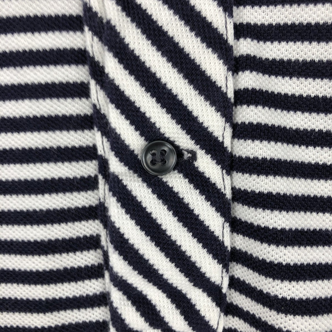 Lacoste (LACOSTE) French design short-sleeved striped polo shirt, size 4 (equivalent to men's M). cotton navy blue type Vintage Second Hand