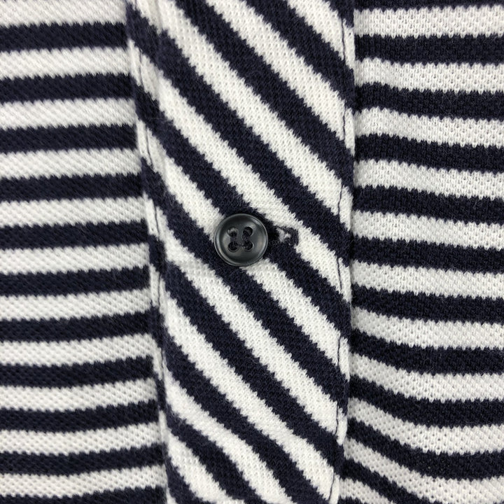 Lacoste (LACOSTE) French design short-sleeved striped polo shirt, size 4 (equivalent to men's M). cotton navy blue type Vintage Second Hand