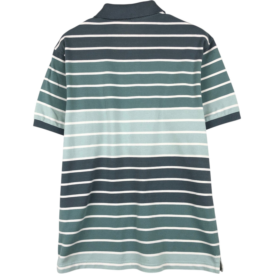 Lacoste French-designed short-sleeved striped polo shirt, size 5, men's size L cotton Khaki type sage green Vintage Second Hand