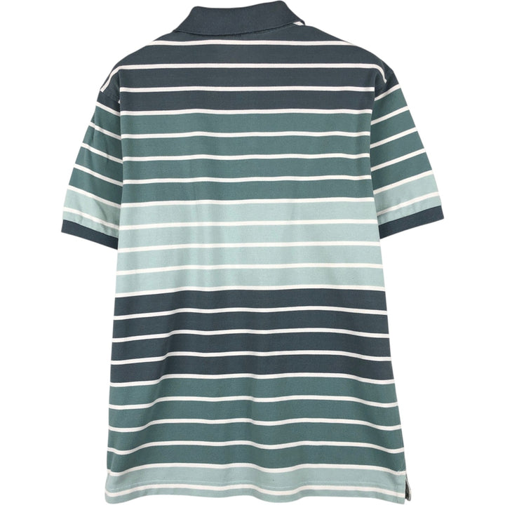 Lacoste French-designed short-sleeved striped polo shirt, size 5, men's size L cotton Khaki type sage green Vintage Second Hand