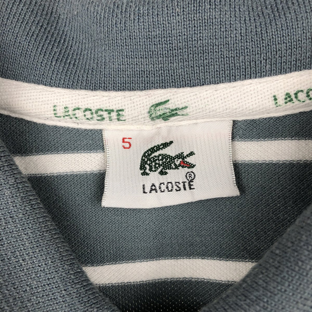 Lacoste French-designed short-sleeved striped polo shirt, size 5, men's size L cotton Khaki type sage green Vintage Second Hand