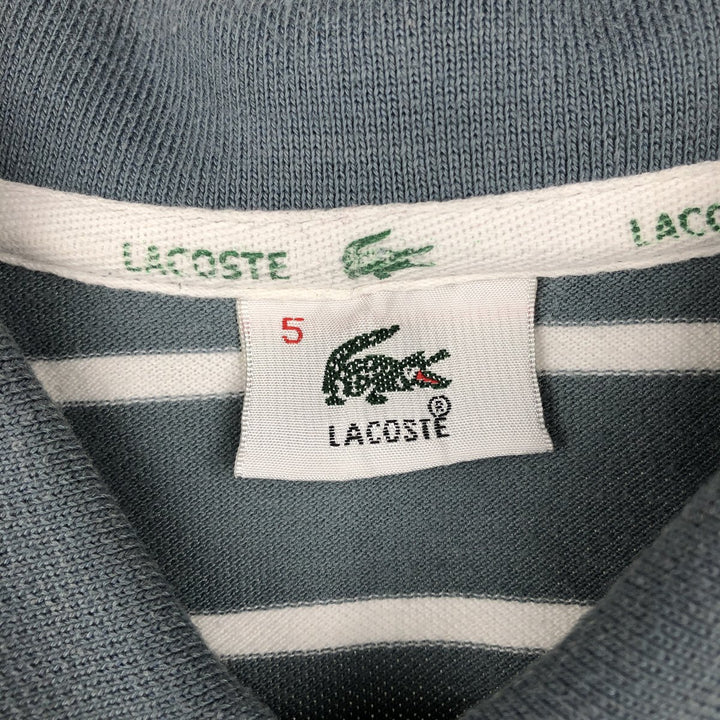 Lacoste French-designed short-sleeved striped polo shirt, size 5, men's size L cotton Khaki type sage green Vintage Second Hand