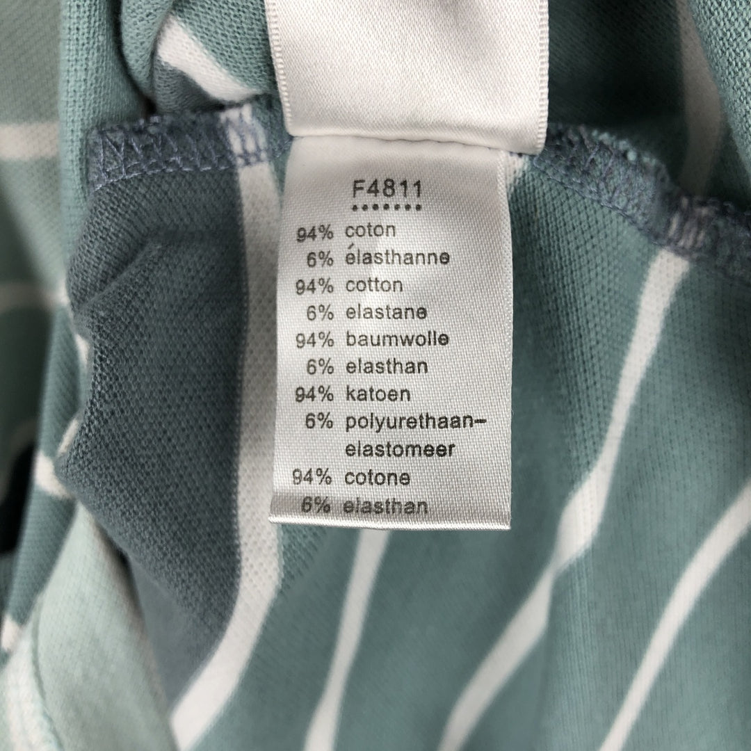 Lacoste French-designed short-sleeved striped polo shirt, size 5, men's size L cotton Khaki type sage green Vintage Second Hand