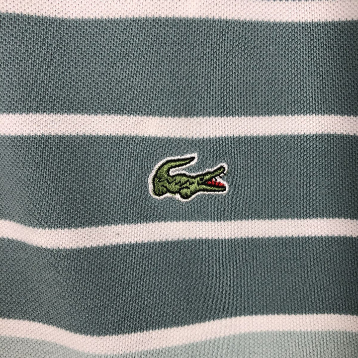 Lacoste French-designed short-sleeved striped polo shirt, size 5, men's size L cotton Khaki type sage green Vintage Second Hand