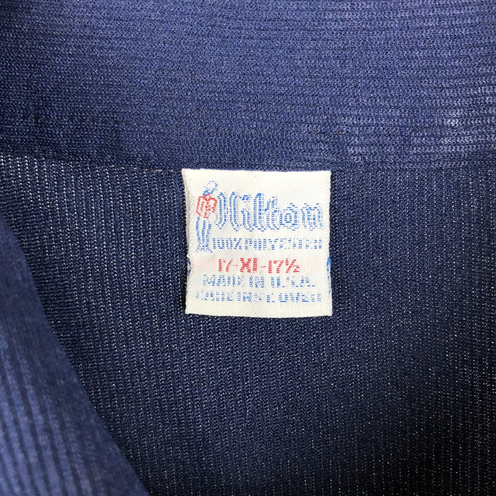 1970'S Hilton Short-Sleeve Polo Shirt, Men's Size XL (Equivalent), Vintage polyester navy blue type Vintage Second Hand