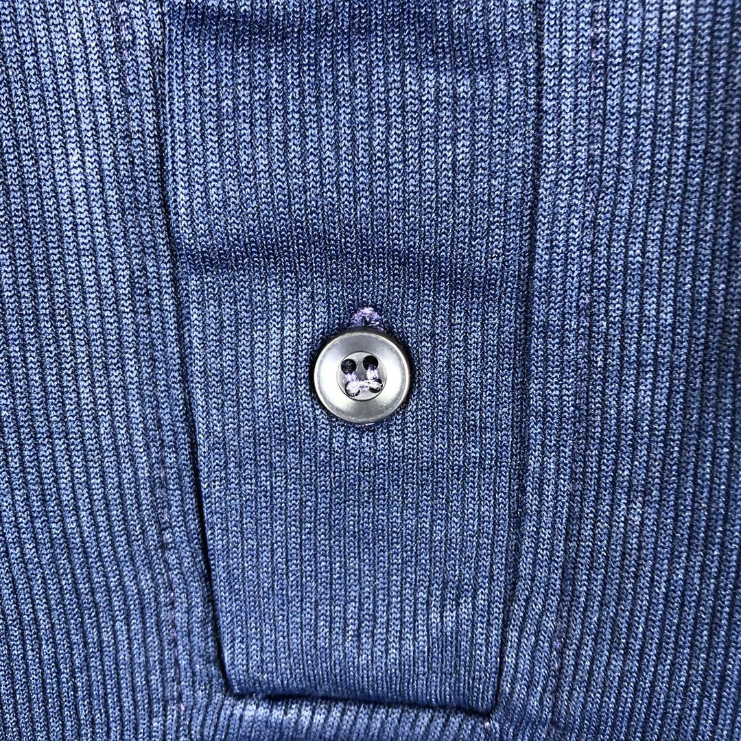 1970'S Hilton Short-Sleeve Polo Shirt, Men's Size XL (Equivalent), Vintage polyester navy blue type Vintage Second Hand